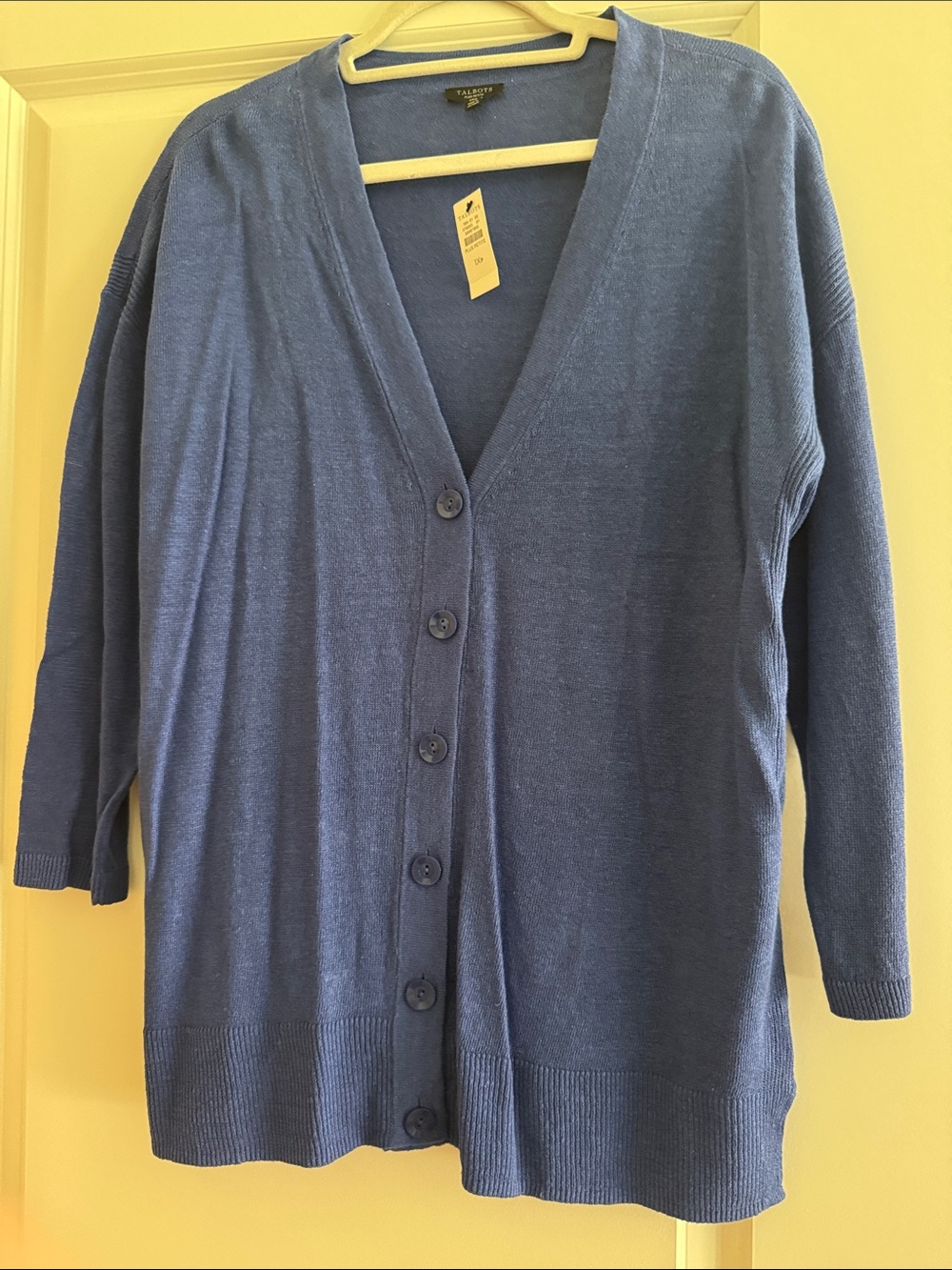 Talbots Navy Blue V-Neck Button-Front Cardigan